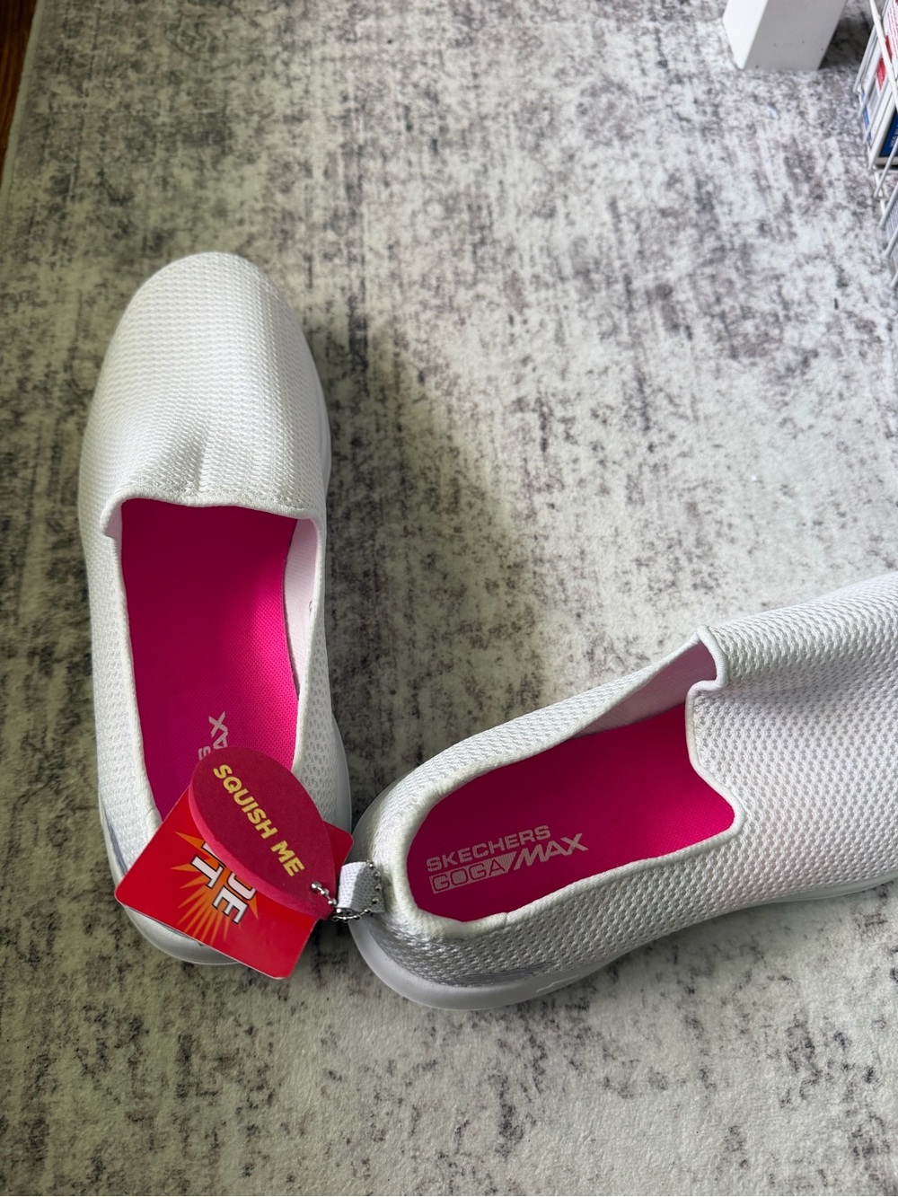 Skechers Women's White Slip-On Sneakers with Pink Insole - Picture 2 of 5